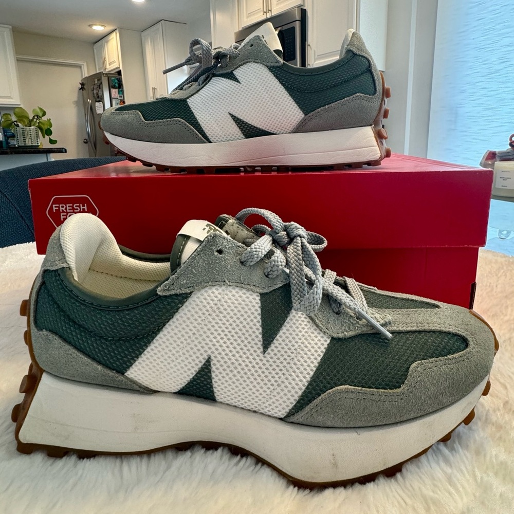 New Balance - 327 Juniper / Dark Juniper Low Top Sneakers - Picture 3 of 13